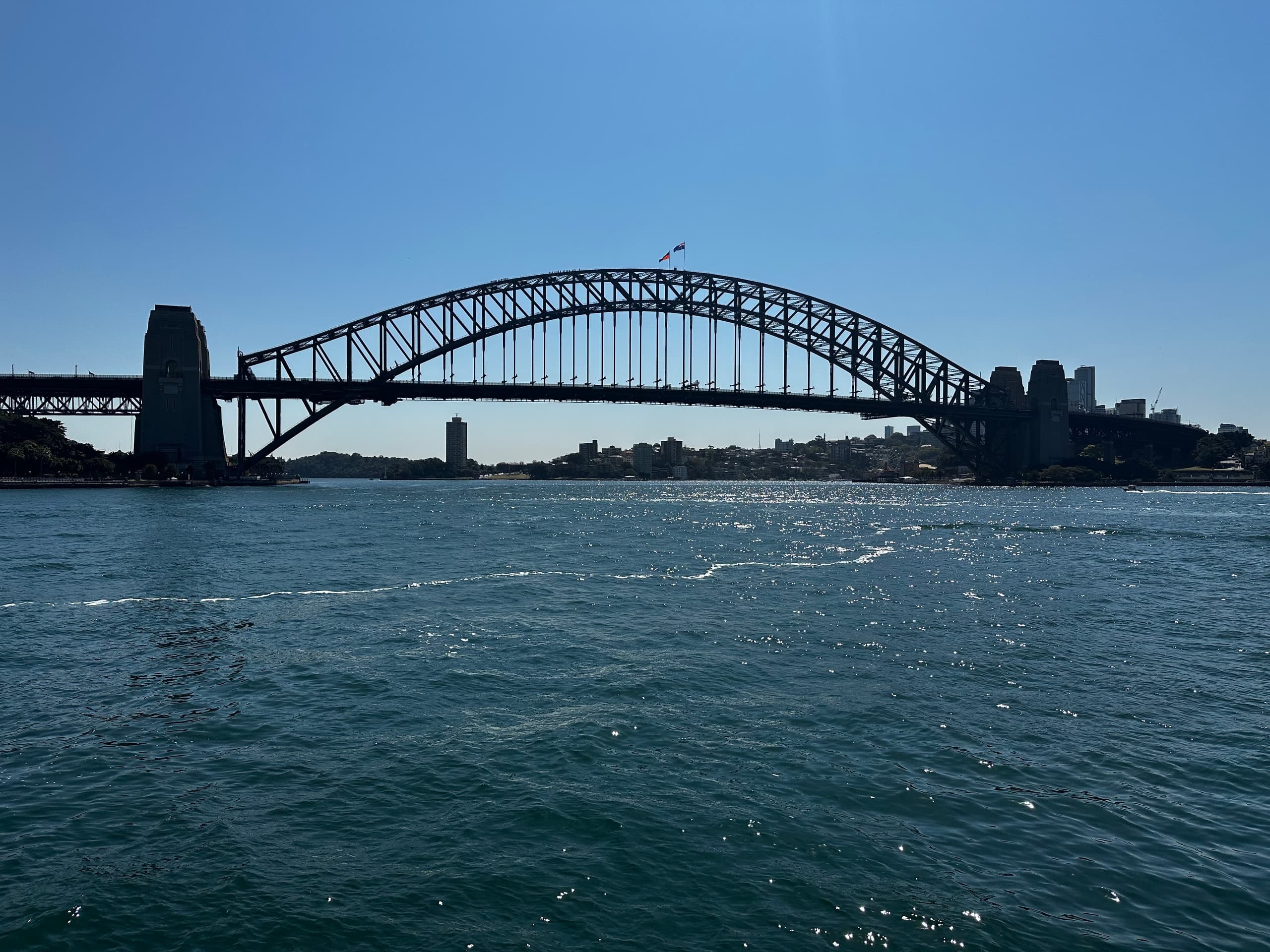 The Harbour Bridge silhouetted over dark water