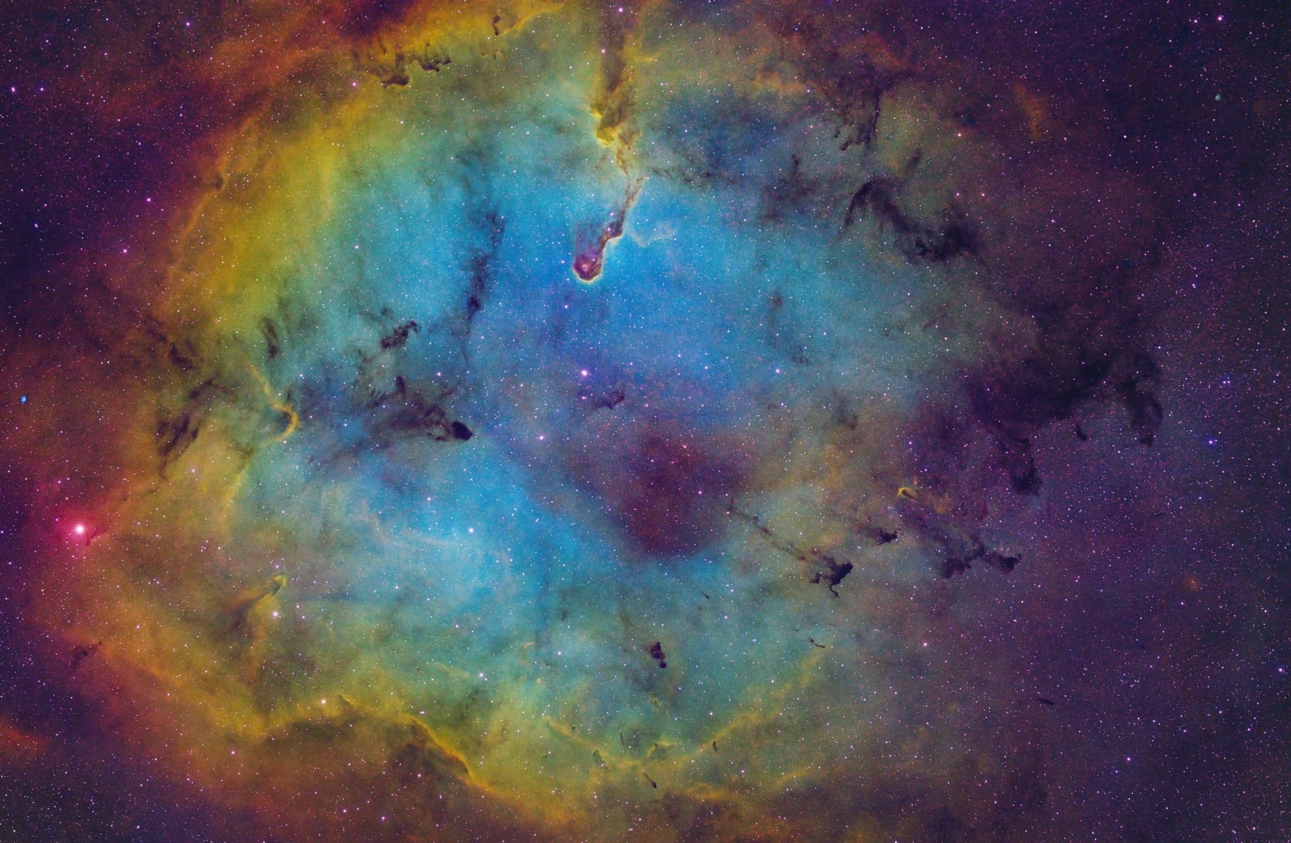 The Elephant Trunk and Clam nebulae in a crowded star field