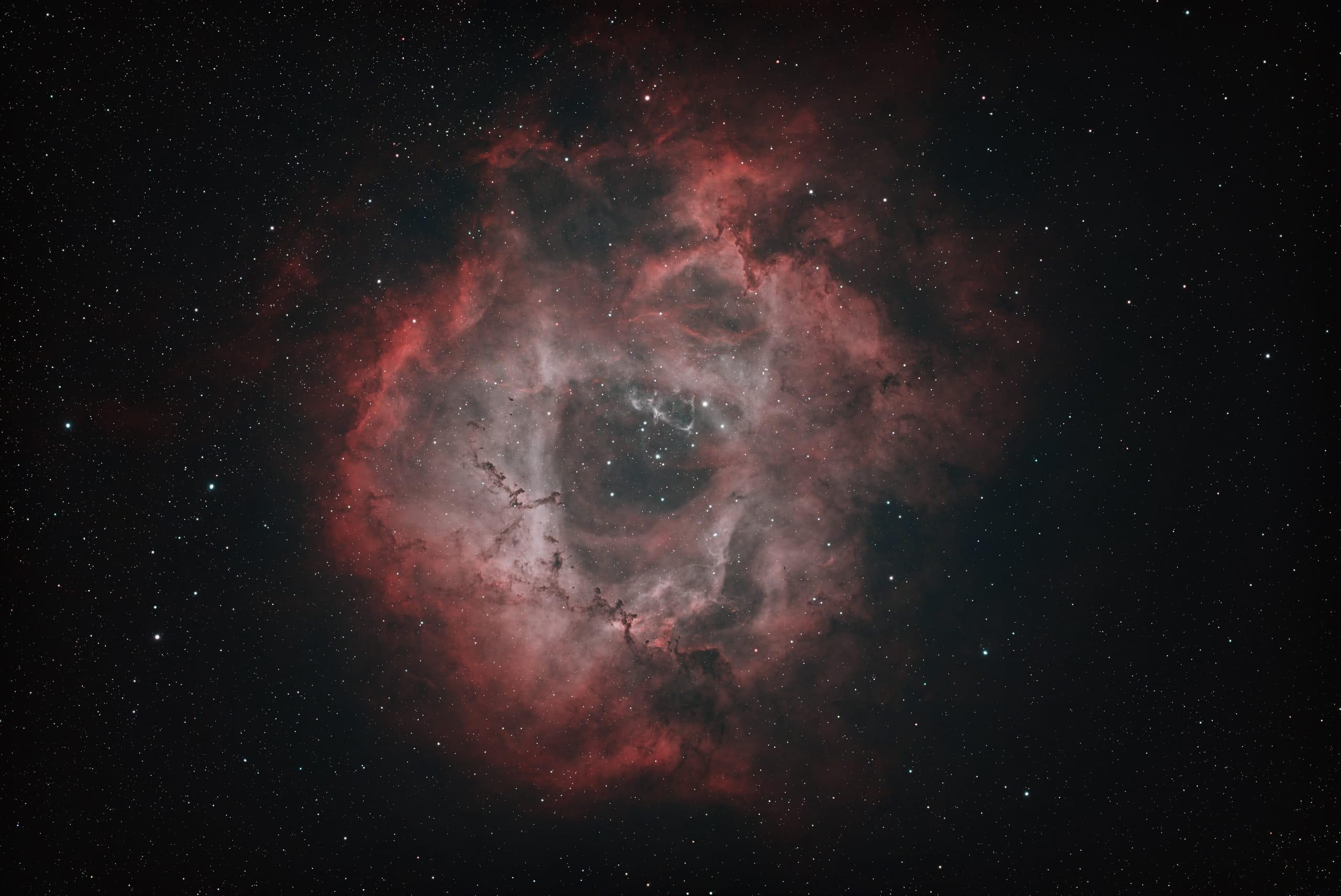 The Rosette Nebula opening in a ring of gas