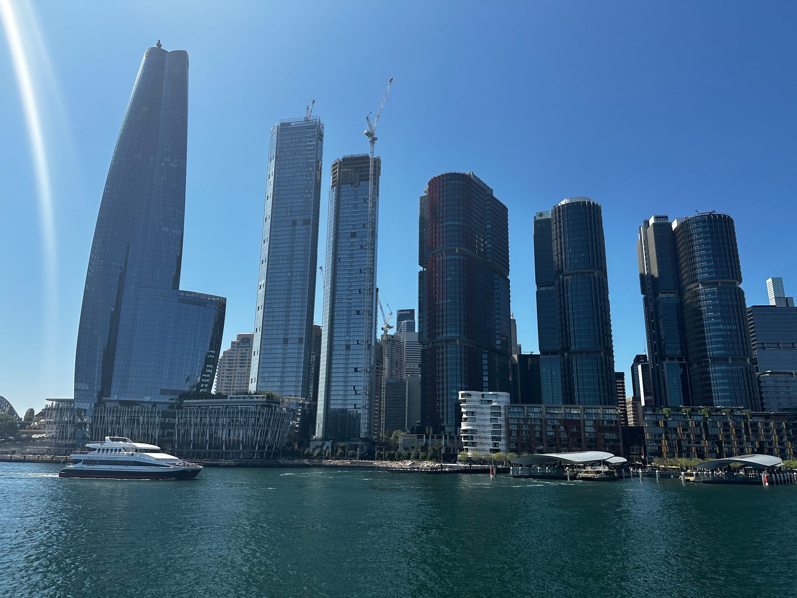 Glass towers at Barangaroo from the water