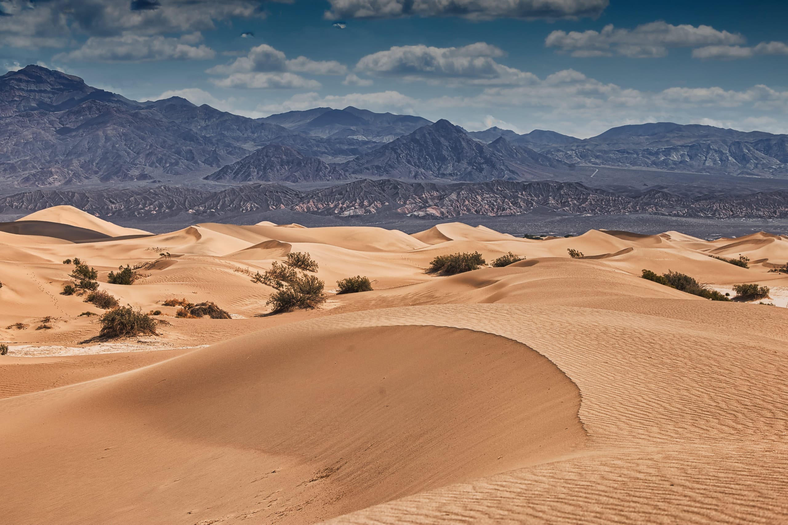 Mesquite Dunes catching light in Death Valley