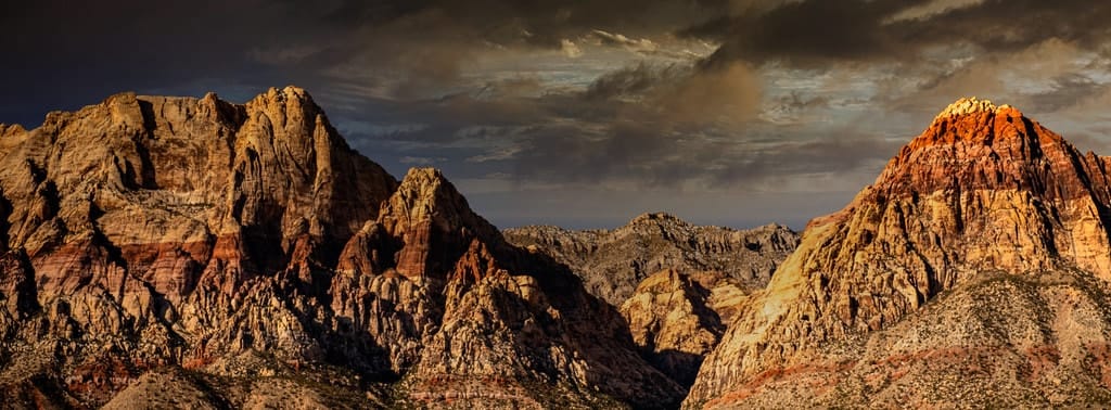 Red rock walls and desert sky in Red Rock Canyon