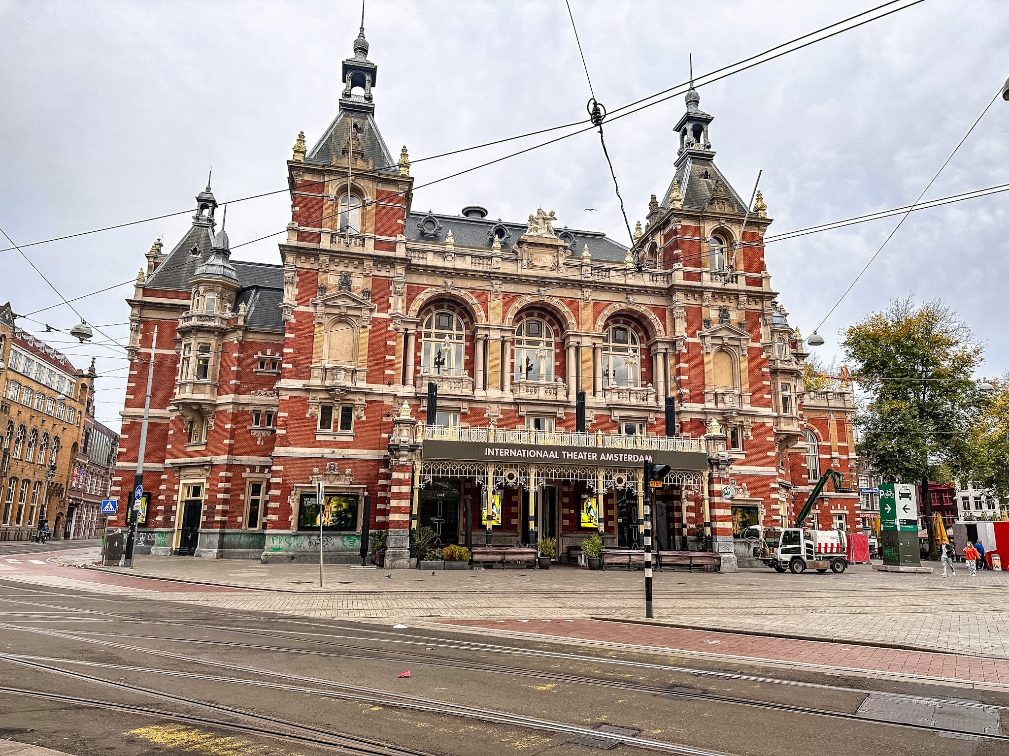 The brick facade of the International Theater in Amsterdam