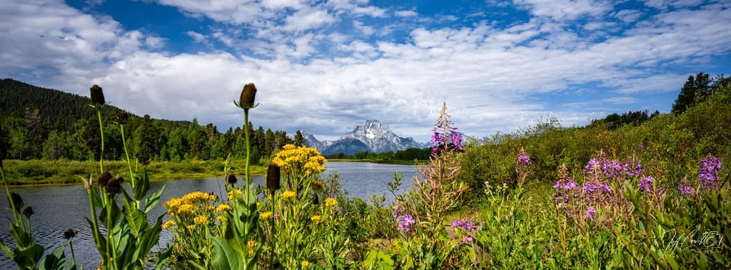 An alpine lake under a mountain sky