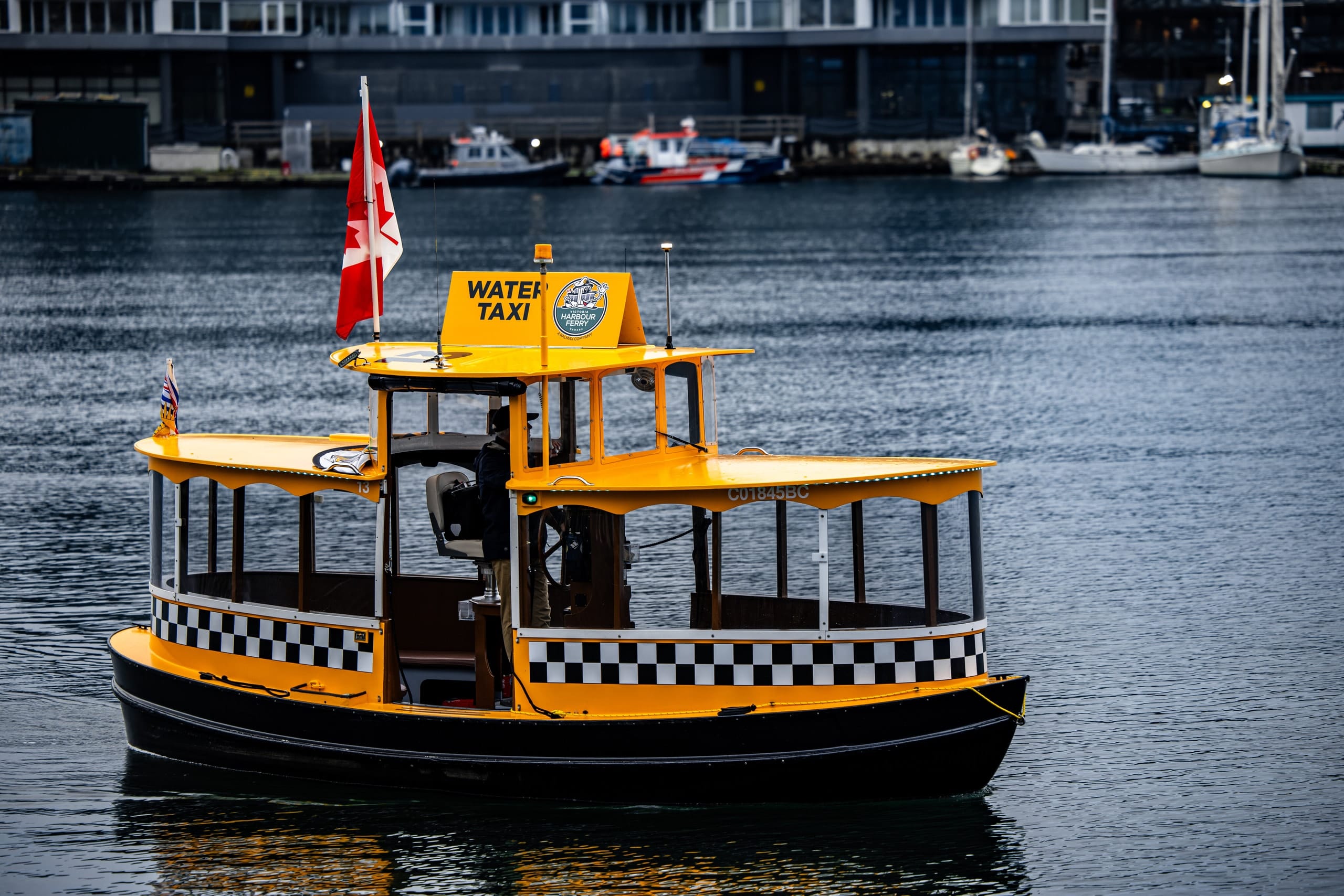 The yellow water taxi on Victoria harbour